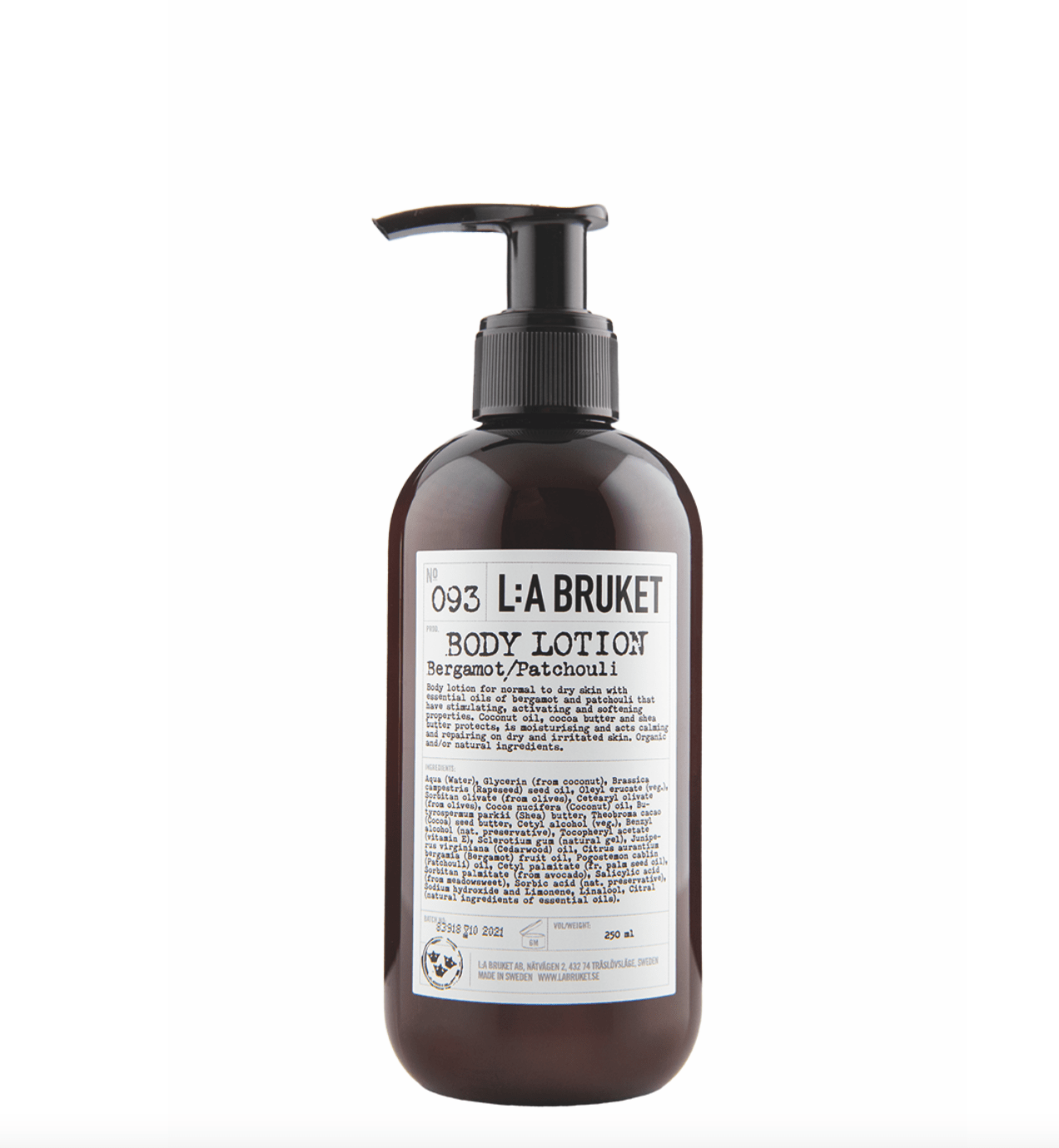 L:A BRUKET - 093 Body Lotion Bergamot / Patchouli - The Natural Beauty Club