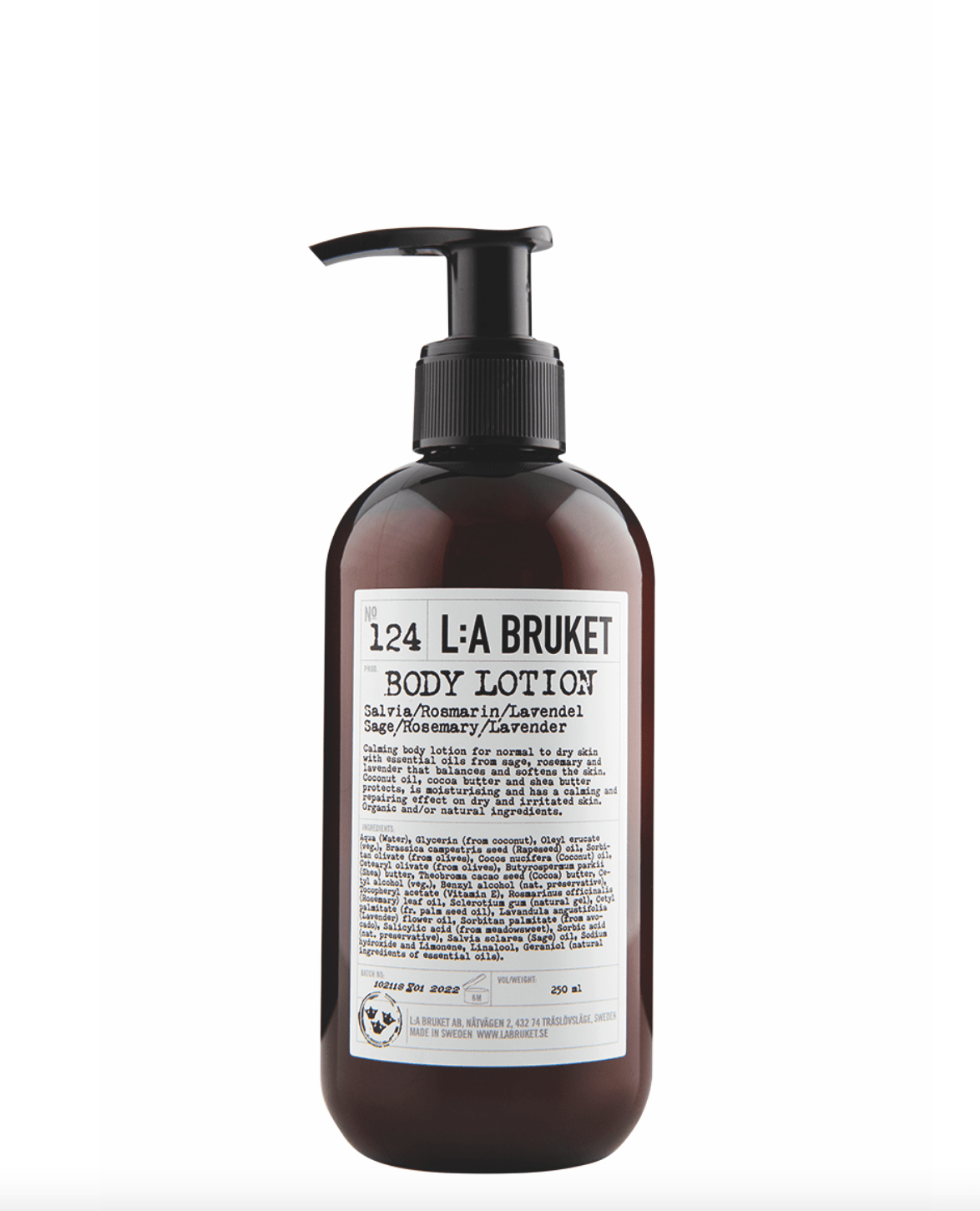L:A BRUKET - 124 Body Lotion Sage / Rosemary / Lavender - The Natural Beauty Club