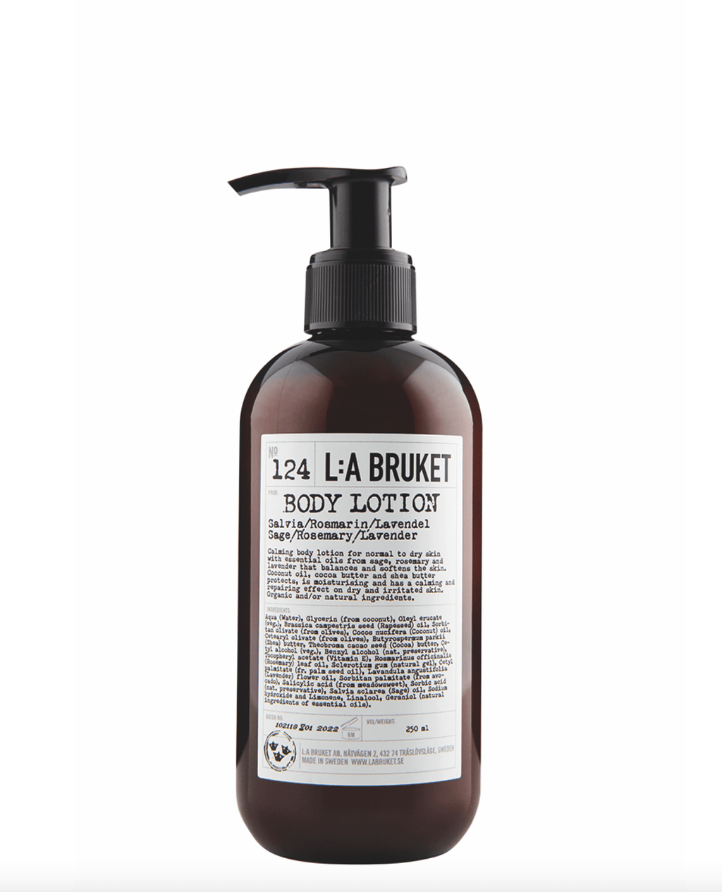 L:A BRUKET - 124 Body Lotion Sage / Rosemary / Lavender