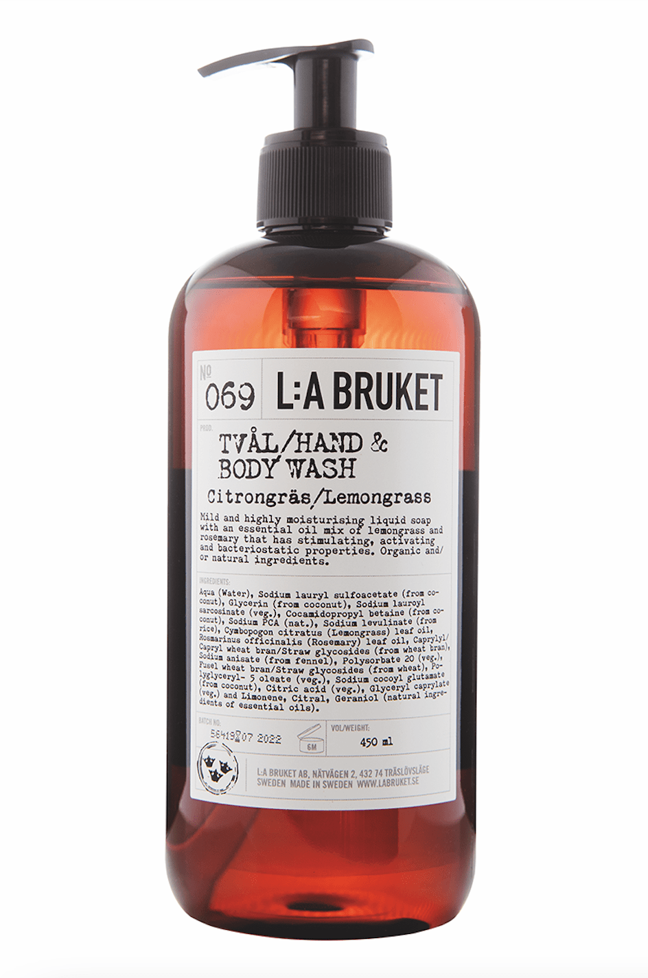 L:A BRUKET - 069 Hand & Body Wash Lemongrass - The Natural Beauty Club