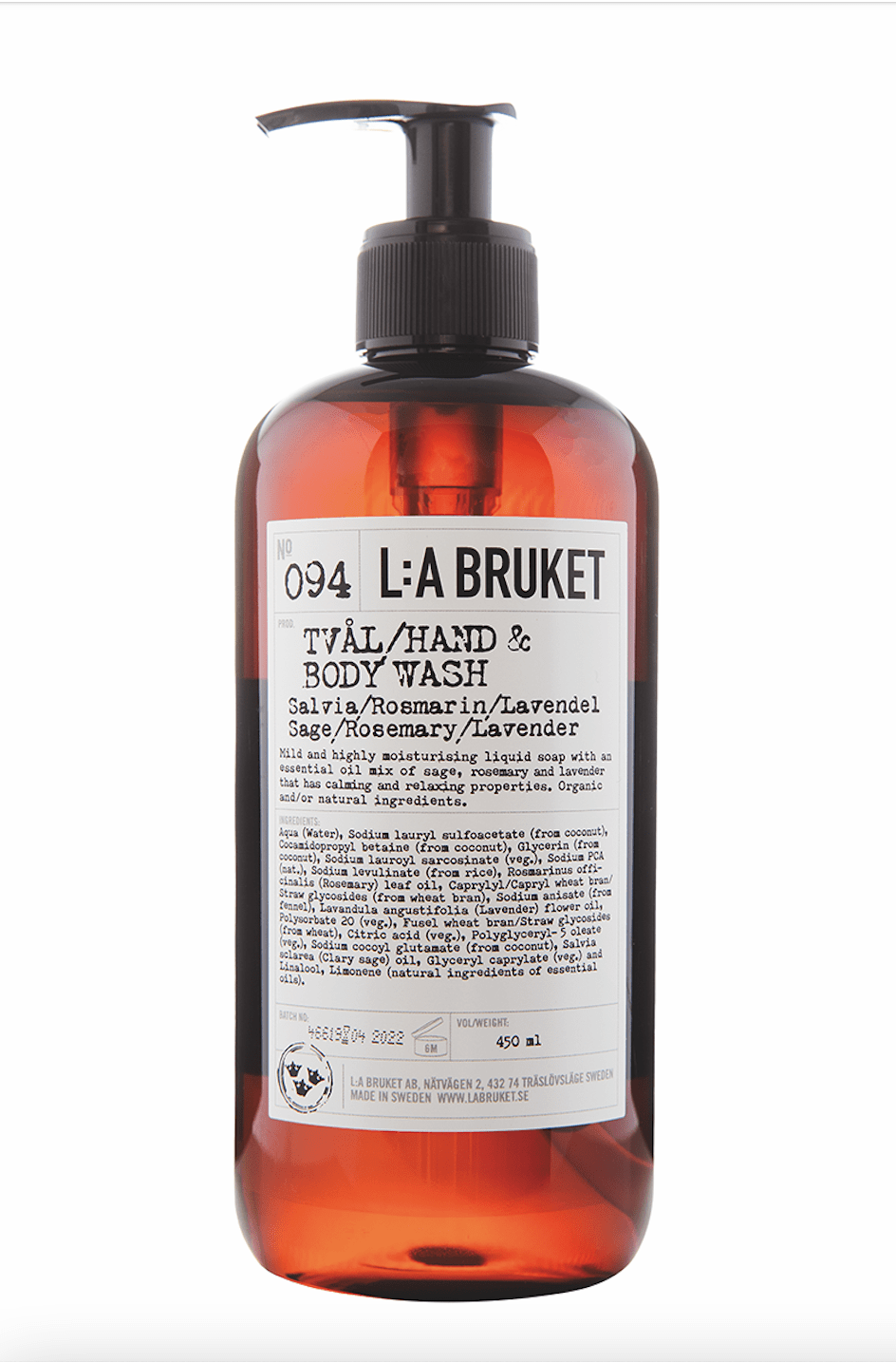 L:A BRUKET - 094 Hand & Body Wash Sage / Rosemary / Lavender - The Natural Beauty Club