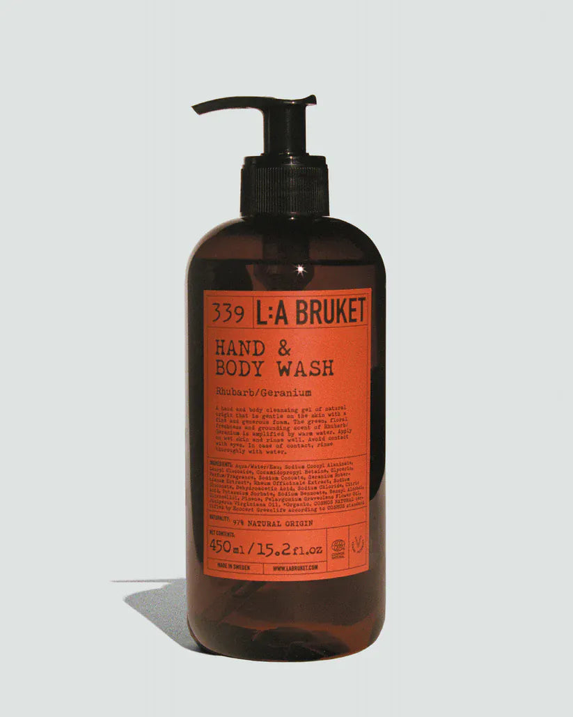 339 Hand & Body wash Rhubarb/geranium - The Natural Beauty Club
